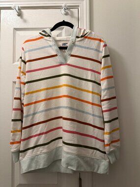 Lands' End Serious Sweats Stripe Hoodie Sweatshirt